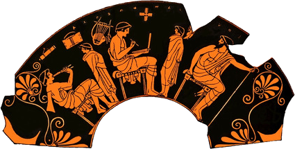Griechische Vase mit Schulmotiven Griechische Vase mit Schulmotiven